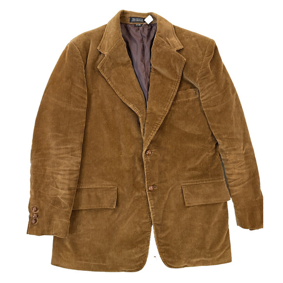 Vintage Corduroy Blazer Men's Jacket Brown R-40 Japan Made 100% Cotton Lined 80s - Picture 1 of 10